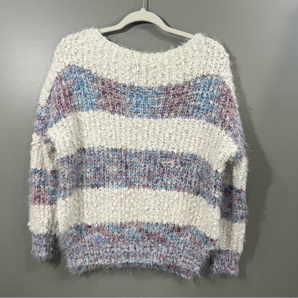 Altar'd State Eyelash Striped Fuzzy Sweater M/L